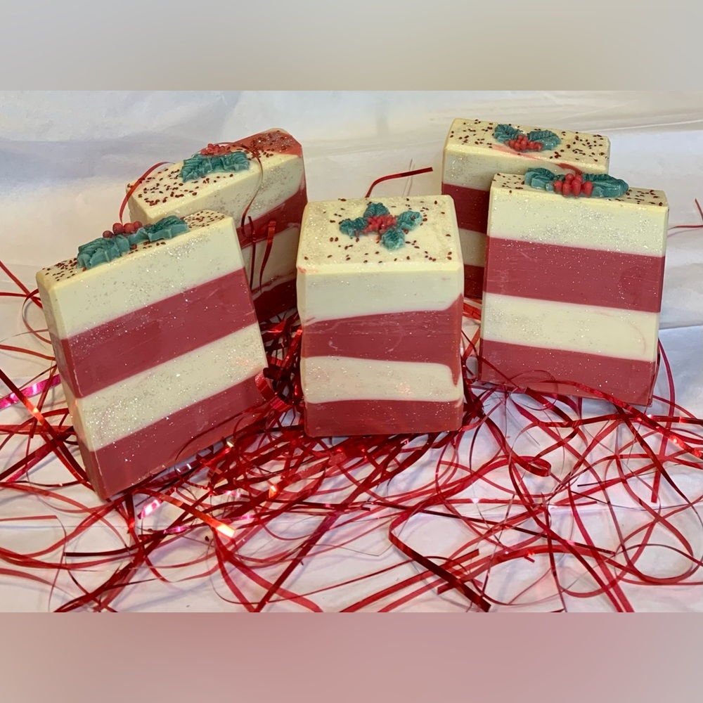 Sold out- Hand Crafted Artisan Holiday Vegan Soap with Soap Holly Attachment - Picture 5 of 10
